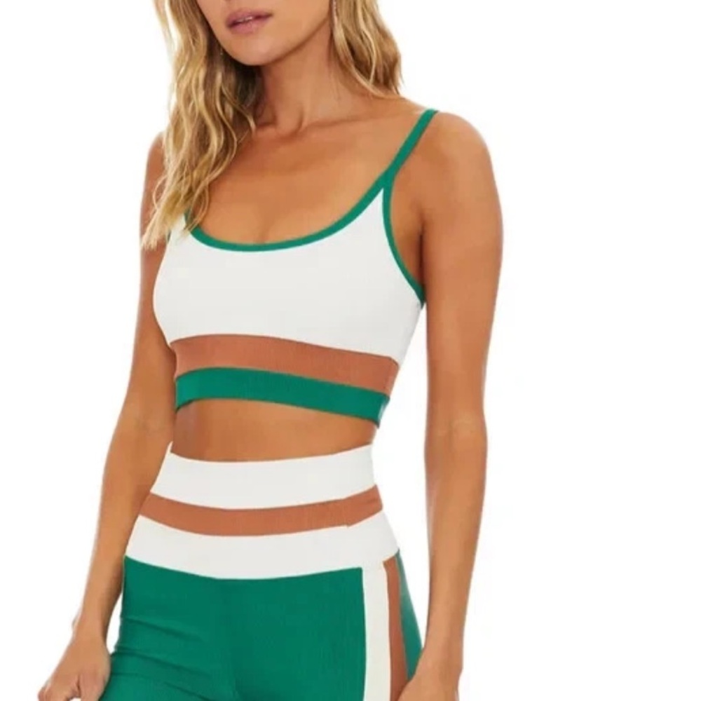 BEACH RIOT Eva Top in Psychedelic Suede Green Colorblock.
Women's Large